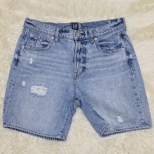 GAP Faded Blue Distressed Denim Shorts